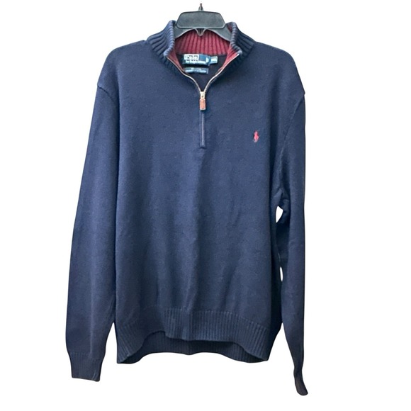 Polo Ralph Lauren Mens 1/4 Zip Sweater XXL Blue 2XL Preppy Vintage 90s #UV8-6 - Picture 1 of 8
